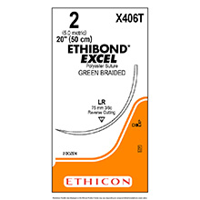 ETHICON Suture, ETHIBOND EXCEL, Reverse Cutting, LR, 20", Size 2, 2 dozens. MFID: X406T