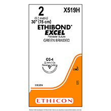 ETHICON Suture, ETHIBOND EXCEL, Reverse Cutting, OS-4, 30", Size 2. MFID: X519H