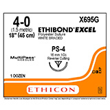 ETHICON Suture, ETHIBOND EXCEL, Precision Point - Reverse Cutting, PS-4, 18", Size 4-0. MFID: X695G