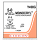 ETHICON Suture, MONOCRYL, Precision Point - Reverse Cutting, P-1, 18", Size 5-0. MFID: Y490G
