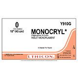 ETHICON Suture, MONOCRYL, SUTUPAK Pre-Cut Sutures, 6-18", Size 0. MFID: Y910G