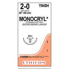 ETHICON Suture, MONOCRYL, Taper Point, CT-1, 36", Size 2-0. MFID: Y945H