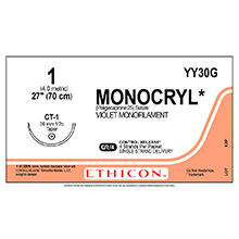 ETHICON Suture, MONOCRYL, Taper Point, CT-1, 4-27", Size 1. MFID: YY30G