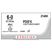 ETHICON Suture, PDS II, Taper Point, RB-2 / RB-2, 30", Size 6-0. MFID: Z149H