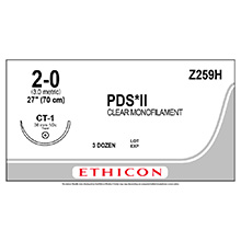 ETHICON Suture, PDS II, Taper Point, CT-1, 27", Size 2-0. MFID: Z259H