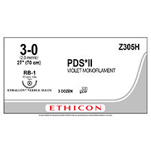 ETHICON Suture, PDS II, Taper Point, RB-1, 27", Size 3-0. MFID: Z305H
