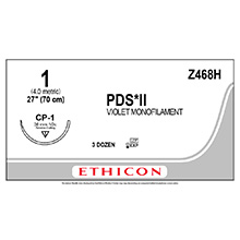 ETHICON Suture, PDS II, Reverse Cutting, CP-1, 27", Size 1. MFID: Z468H