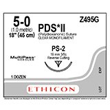 ETHICON Suture, PDS II, Precision Point - Reverse Cutting, PS-2, 18", Size 5-0. MFID: Z495G