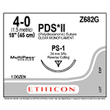 ETHICON Suture, PDS II, Precision Point - Reverse Cutting, PS-1, 18", Size 4-0. MFID: Z682G