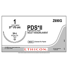 ETHICON Suture, PDS II, Taper Point, TP-1, 2-27", Size 1. MFID: Z690G