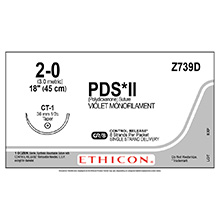 ETHICON Suture, PDS II, Taper Point, CT-1, 8-18", Size 2-0. MFID: Z739D