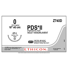 ETHICON Suture, PDS II, Taper Point, CT-1, 8-18", Size 0. MFID: Z740D