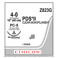 ETHICON Suture, PDS II, Precision Cosmetic - Conventional Cutting PRIME, PC-5, 18", Size 4-0. MFID: Z823G