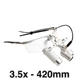 HEINE LED LoupeLight 2, mPack mini Battery Pack, S-Frame, HRP Loupes 3.5x 420mm (16") Working Distance. MFID: C-008.32.453