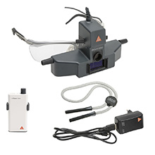 HEINE SIGMA 250 LED Indirect Ophthalmoscope with S-FRAME, mPack Mini Battery, E4-USB Plug-In Transformer, USB Cord, Belt Clip, Retaining Cord. MFID: C-008.33.341