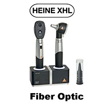 HEINE mini 3000 XHL Diagnostic Set: mini 3000 Ophthalmoscope, mini 3000 FO Otoscope, 2 Rechargeable Handles, mini NT Table Charger. MFID: D-859.11.022