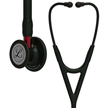 3M Littmann Cardiology IV Stethoscope, Black Chestpiece, Black Tube, Red Stem & Black Headset. MFID: 6200