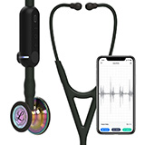 3M Littmann 8570 CORE Digital Stethoscope, High Polish Rainbow Chestpiece, Black Tube, Stem and Headset, 27". MFID: 8570