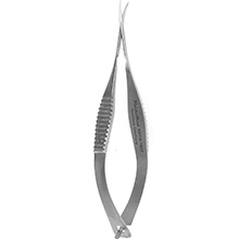 MeisterHand VANNAS Capsulotomy Scissors, 3-1/4" (82.4mm), curved, sharp tips, extra delicate. MFID: MH18-1622