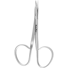MeisterHand Eye Suture Scissors, 3-7/8" (98mm), Slightly Curved, Ribbon Type, Sharp. MFID: MH18-1653