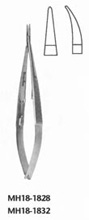 MeisterHand CASTROVIEJO Needle Holder, 5-1/2" (140mm), curved, smooth jaws, flat serrated handle w/lock. MFID: MH18-1832