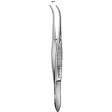 MeisterHand Iris Tissue Forceps, 3-7/8" (99mm), half-curved, 1 x 2 teeth. MFID: MH18-788