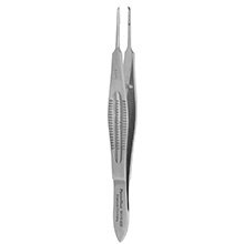 MeisterHand CASTROVIEJO Suture Forceps, 4-1/8" (104mm), tying platform, 1 x 2 teeth, 0.95mm wide at tip. MFID: MH18-955
