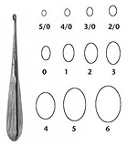 MeisterHand SPRATT Curette, 6-1/2" (165mm), Oval Cup, size 4/0: 3.2mm x 1.9mm. MFID: MH19-702