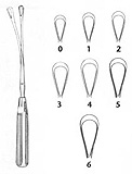 MeisterHand SIMS Uterine Curette, 11" (27.9 cm), sharp blades on malleable shank, size 00. MFID: MH30-1205-0