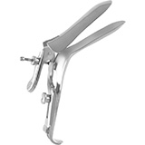 MeisterHand GRAVES Open Sided Vaginal Speculum, medium size, 1-3/8" (3.5 cm) X 4" (10.2 cm), wide angle blades. MFID: MH30-30