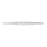 MeisterHand Tissue Forceps, 4-5/8" (118mm), standard, 1 X 2 teeth, serrated handles. MFID: MH6-40