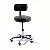 RITTER 275 Manual Screw Adjustable Physician Stool with back & Chrome Caster Base. MFID: 275-001