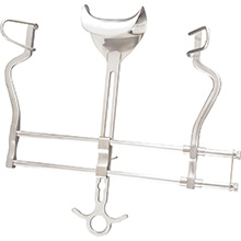 MILTEX BALFOUR Abdominal Retractor, fenestrated side blades 2-1/2" (6.4 cm) deep & solid Center Blade 3" X 1-3/4" deep, 10" spread. MFID: 11-421