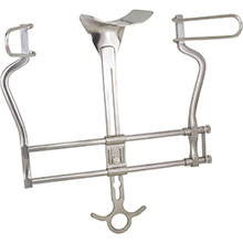 MILTEX BALFOUR Abdominal Retractor with fenestrated side blades 4" (10.2 cm) deep solid center blade 2-3/4" X 4" deep, 7" spread. MFID: 11-428