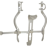 MILTEX Pediatric BALFOUR Abdominal Retractor with fenestrated side blades & solid center blade 1" (2.5 cm) deep, 4" (10.2 cm) spread. MFID: 11-430