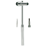 MILTEX BUCK Neurological Hammer 7 3/4" (197mm) with brush & needle (screw into handle), chrome. MFID: 1-220