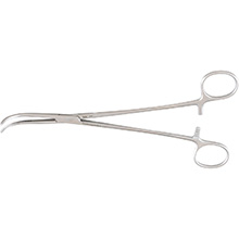 MILTEX GREEN Cystic Duct Forceps, 8-1/2" (218mm), Curved, Delicate, 4 X 4 Locking Teeth. MFID: 14-51