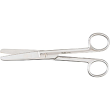 MILTEX Utility Scissors straight, blunt/blunt, one serrated blade, extra heavy, Length= 6-1/2" (16.5 cm). MFID: 1702