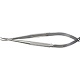 MILTEX Micro Surgery Needle Holder, with Round Handles, 0.75mm and 1.0mm Tips, 5-1/2" (140mm), Curved Jaw. MFID: 17-1000