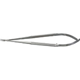 MILTEX Micro Surgery Needle Holders, round handles, 0.6 mm tips, 7-1/8" (18.1 cm), curved jaws. MFID: 17-1010