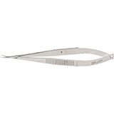 MILTEX Micro Surgery Scissors, sharp points, 6" (15.2 cm), curved, 8 mm blades, flat handles. MFID: 17-2040