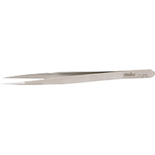 MILTEX SWISS Jeweler Style Forceps, 4-3/4" (120mm) Non-Magnetic Stainless Steel, Style 3, Narrow, Fine Jaw. MFID: 17-303
