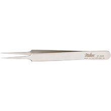 MILTEX SWISS Jeweler Style Forceps, 4-3/8" (110mm) Non-Magnetic Stainless Steel, Style 5, Super Fine Jaw. MFID: 17-305