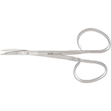 MILTEX Iris Scissors, 4" (10.2 cm), curved, standard pattern, ribbon-type. MFID: 18-1416