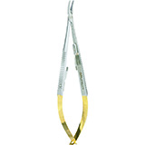 MILTEX CASTROVIEJO Needle Holder, 5-1/2" (140mm), curved, serrated jaws, with lock, Tungsten Carbide. MFID: 18-1832A-TC