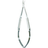 MILTEX BARRAQUER Needle Holder, curved, 5" (126.1mm), curved, 10mm Jaw length hollow round handle without lock. MFID: 18-1838