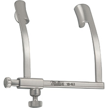 MILTEX COOK Eye Speculum, 1" (24mm) spread, 9mm blades, with locking screw, Infant Size. MFID: 18-63