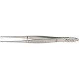 MILTEX Eye Dressing Forceps, 4" (100mm), straight, standard pattern, 0.8 mm wide serrated tips. MFID: 18-780