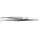 MILTEX Eye Dressing Forceps, 3-3/4" (95mm), delicate pattern, full curved, 0.55mm wide serrated tips. MFID: 18-783