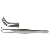 MILTEX Iris Tissue Forceps, 3-7/8" (97mm), standard pattern, full curved, 1 X 2 teeth, 0.8mm wide tips. MFID: 18-790